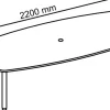 Hammerbacher Conferentietafel Wit, zilver Gemelamineerde spaanplaat KT22C 2.200 x 1.050 x 740 mm