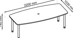 Hammerbacher Conferentietafel Wit, zilver Gemelamineerde spaanplaat KT22C 2.200 x 1.050 x 740 mm