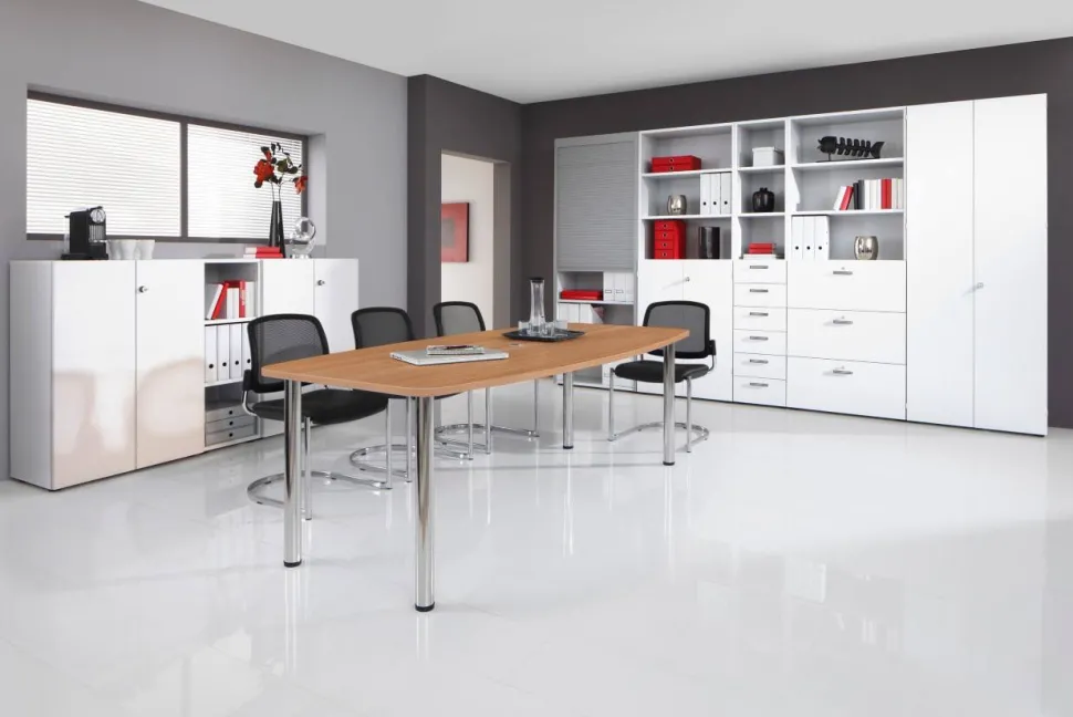 Hammerbacher Conferentietafel KT22C Walnoot 2.200 x 1.050 x 740 mm