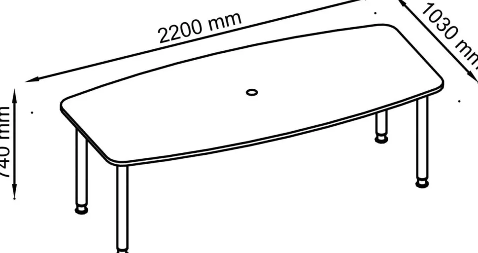 Hammerbacher Conferentietafel KT22C Walnoot 2.200 x 1.050 x 740 mm