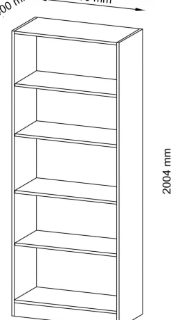 Hammerbacher Gemelamineerde spaanplaat Boekenkast 4 Planken 800 x 400 x 2.004 mm Lichtbruin Beuken