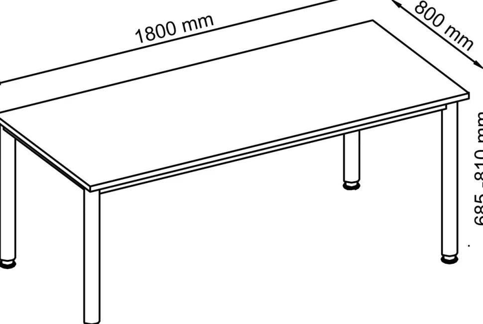 Hammerbacher H-Serie VHS Bureau Walnoot 4 metalen poten 1,800 (B) x 800 (D) x 810 (H) mm Spaanplaat, Staal
