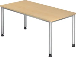 Hammerbacher H-Serie VHS Hoogteverstelbaar Bureau Ahorn 4 metalen poten 2.000 (B) x 1.000 (D) x 810 (H) mm Spaanplaat, Staal