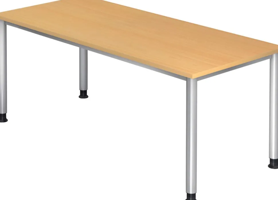 Hammerbacher H-Serie VHS Hoogteverstelbaar Bureau Beuken 4 metalen poten 1,800 (B) x 800 (D) x 810 (H) mm Spaanplaat, Staal