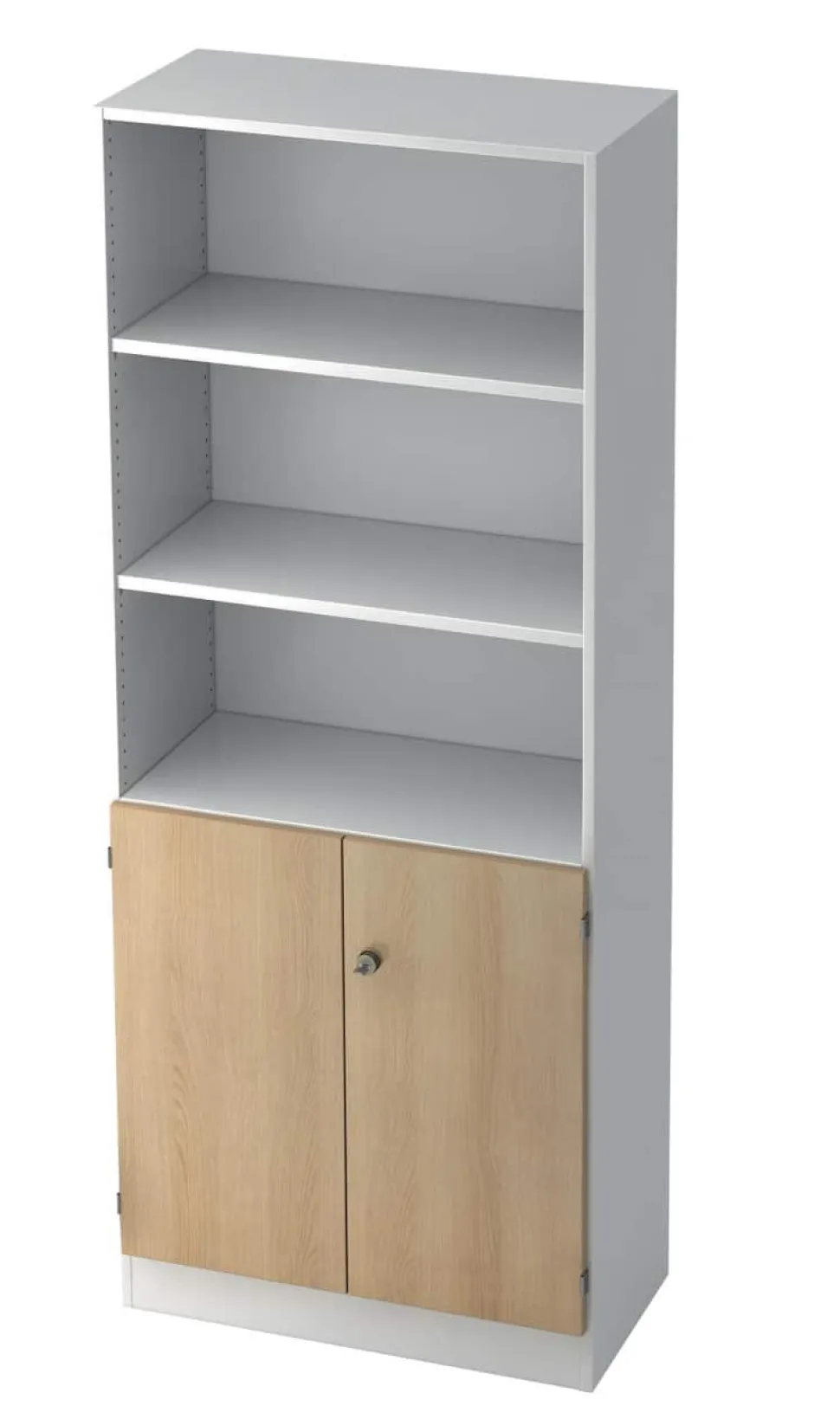 Hammerbacher Kast Gemelamineerde spaanplaat 4 Planken Afsluitbaar 800 x 420 x 2.004 mm Eiken Bruin, wit