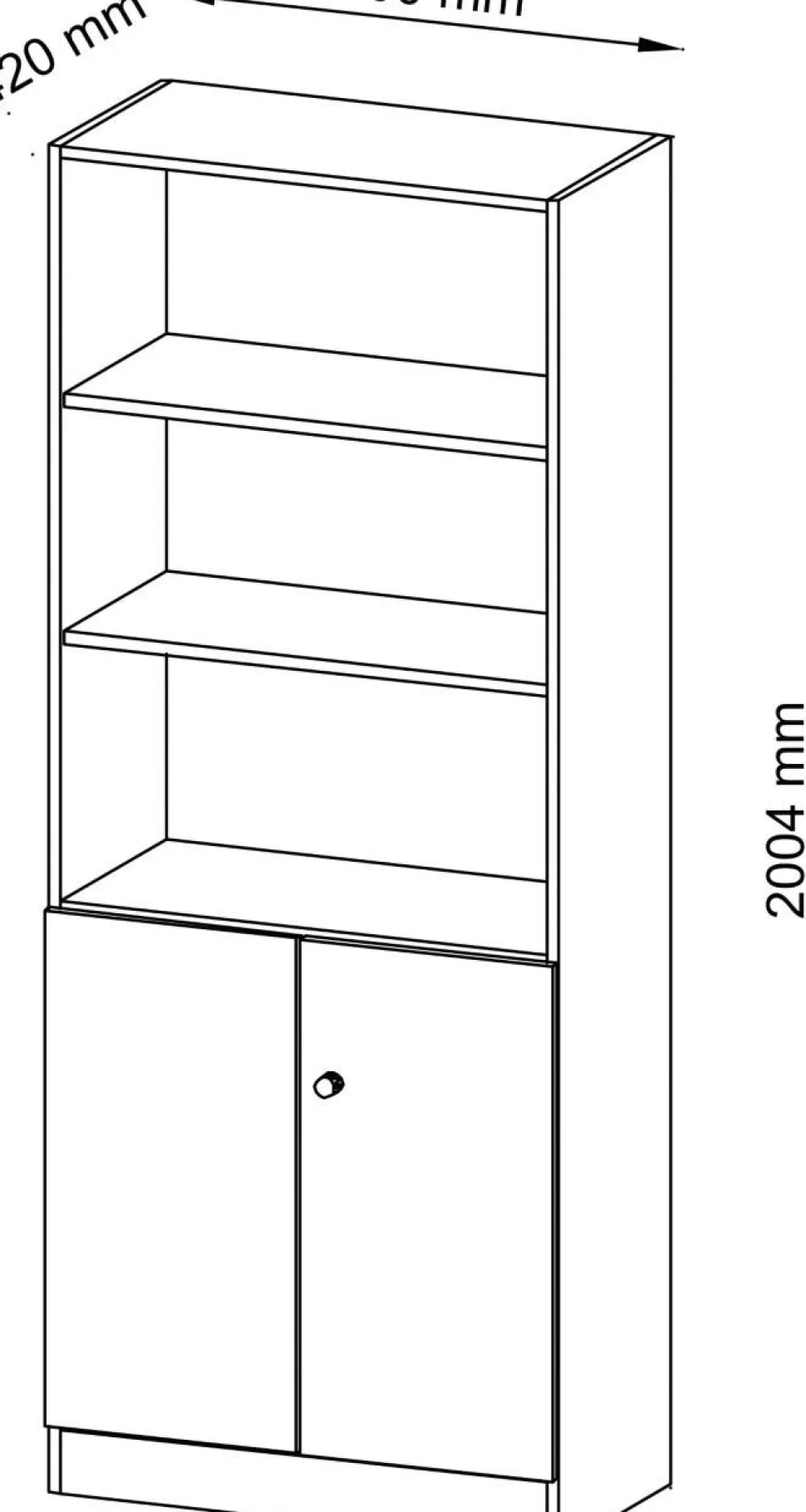 Hammerbacher Kast Gemelamineerde spaanplaat 4 Planken Afsluitbaar 800 x 420 x 2.004 mm Ahorn Bruin