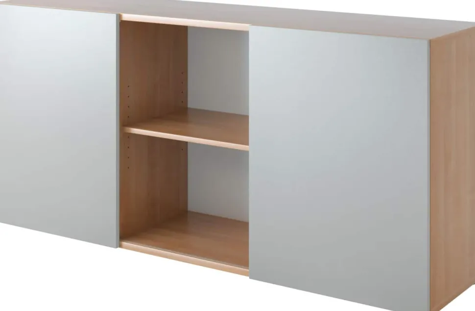 Hammerbacher Kast met schuifdeuren Spaanplaat 1 Plank 1.600 x 420 x 748 mm Walnoot Walnoot, zilver