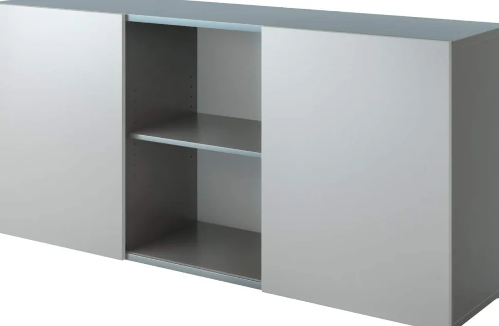 Hammerbacher Kast met schuifdeuren Spaanplaat 1 Plank 1.600 x 420 x 748 mm Grafiet, zilver