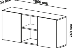 Hammerbacher Kast met schuifdeuren Spaanplaat 1 Plank 1.600 x 420 x 748 mm Grafiet, zilver