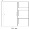 Hammerbacher Kast met schuifdeuren Gemelamineerde spaanplaat Afsluitbaar 1.200 x 400 x 1.100 mm Eiken Bruin, wit