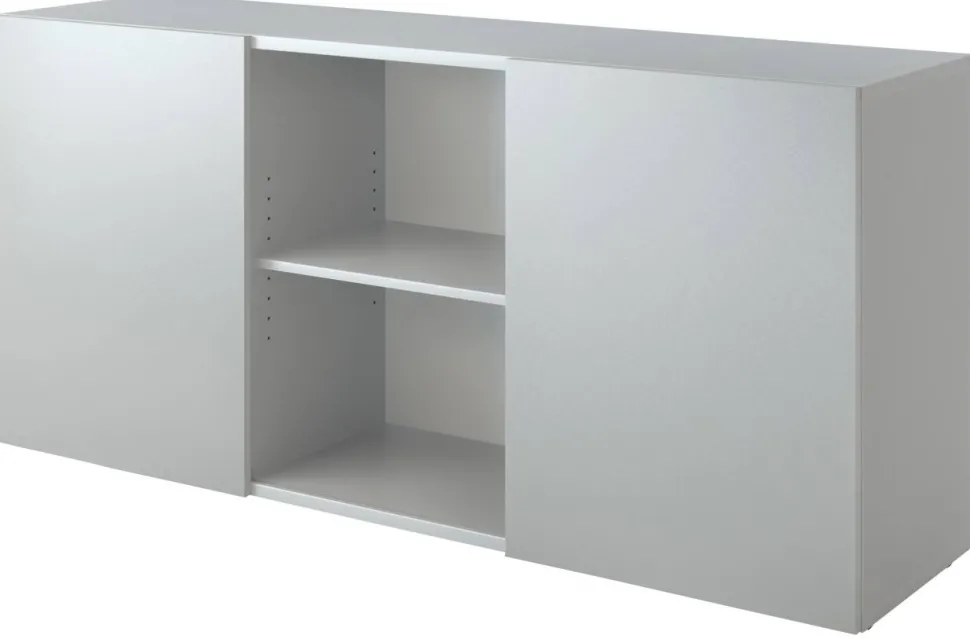 Hammerbacher Kast met schuifdeuren Spaanplaat 1 Plank 1.600 x 420 x 748 mm Grijs, zilver