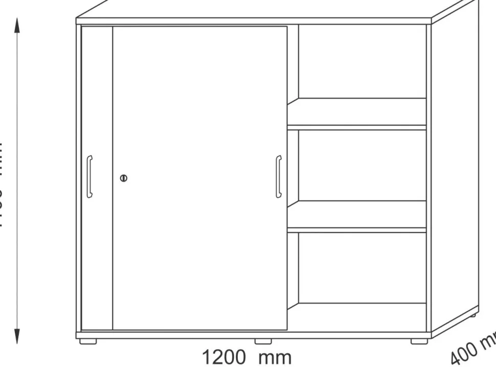 Hammerbacher Kast met schuifdeuren Gemelamineerde spaanplaat 2 Planken Afsluitbaar 1.200 x 400 x 1.100 mm Wit
