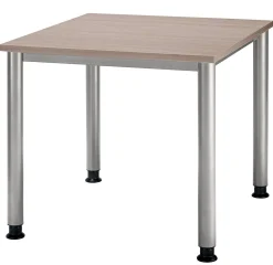 Hammerbacher Matrix Bureau Vierkant Walnoot 4 voeten 800 (B) x 800 (D) x 760 (H) mm Aluminium, Hout, Kunststof, Spaanplaat