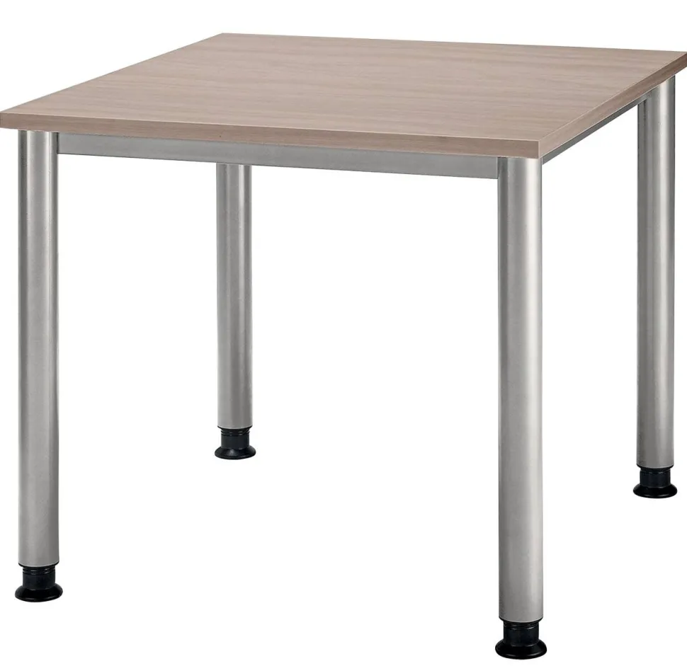 Hammerbacher Matrix Bureau Vierkant Walnoot 4 voeten 800 (B) x 800 (D) x 760 (H) mm Aluminium, Hout, Kunststof, Spaanplaat