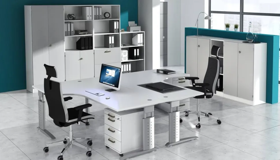 Hammerbacher Matrix Bureau Vierkant Ahorn 4 voeten 800 (B) x 800 (D) x 760 (H) mm Aluminium, Hout, Kunststof, Spaanplaat