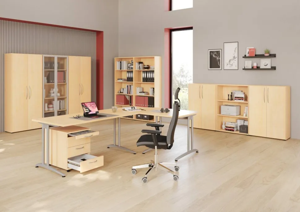 Hammerbacher Matrix Gemelamineerde spaanplaat Archiefkast 2 Planken 800 x 330 x 1.144 mm Bruin Ahorn