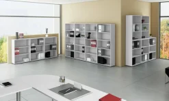 Hammerbacher Matrix Gemelamineerde spaanplaat Boekenkast 2 Planken 800 x 330 x 1.144 mm Grijs