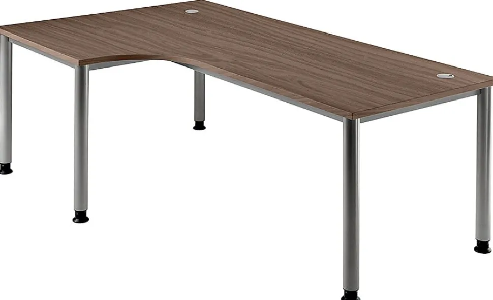 Hammerbacher Matrix Hoekbureau Walnoot 4 voeten 2.000 (B) x 1.200 (D) x 760 (H) mm Aluminium, Hout, Kunststof, Spaanplaat
