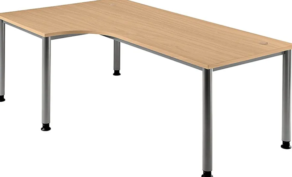 Hammerbacher Matrix Hoekbureau Beuken 4 voeten 2.000 (B) x 1.200 (D) x 760 (H) mm Aluminium, Hout, Kunststof, Spaanplaat