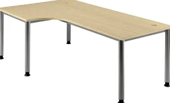 Hammerbacher Matrix Hoekbureau Vrije vorm Ahorn 4 voeten 2.000 (B) x 1.200 (D) x 760 (H) mm Aluminium, Hout, Kunststof, Spaanplaat