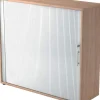 Hammerbacher Matrix Roldeurkast Gemelamineerde spaanplaat 2 Planken Afsluitbaar 1.200 x 400 x 1.100 mm Bruin, zilver