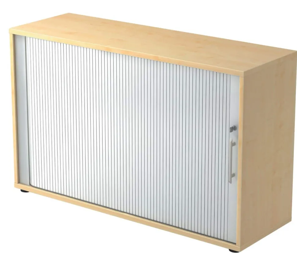 Hammerbacher Matrix Roldeurkast Gemelamineerde spaanplaat 1 Plank Afsluitbaar 1.200 x 400 x 748 mm Bruin, zilver