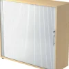 Hammerbacher Matrix Roldeurkast Gemelamineerde spaanplaat 2 Planken Afsluitbaar 1.200 x 400 x 1.100 mm Bruin, zilver