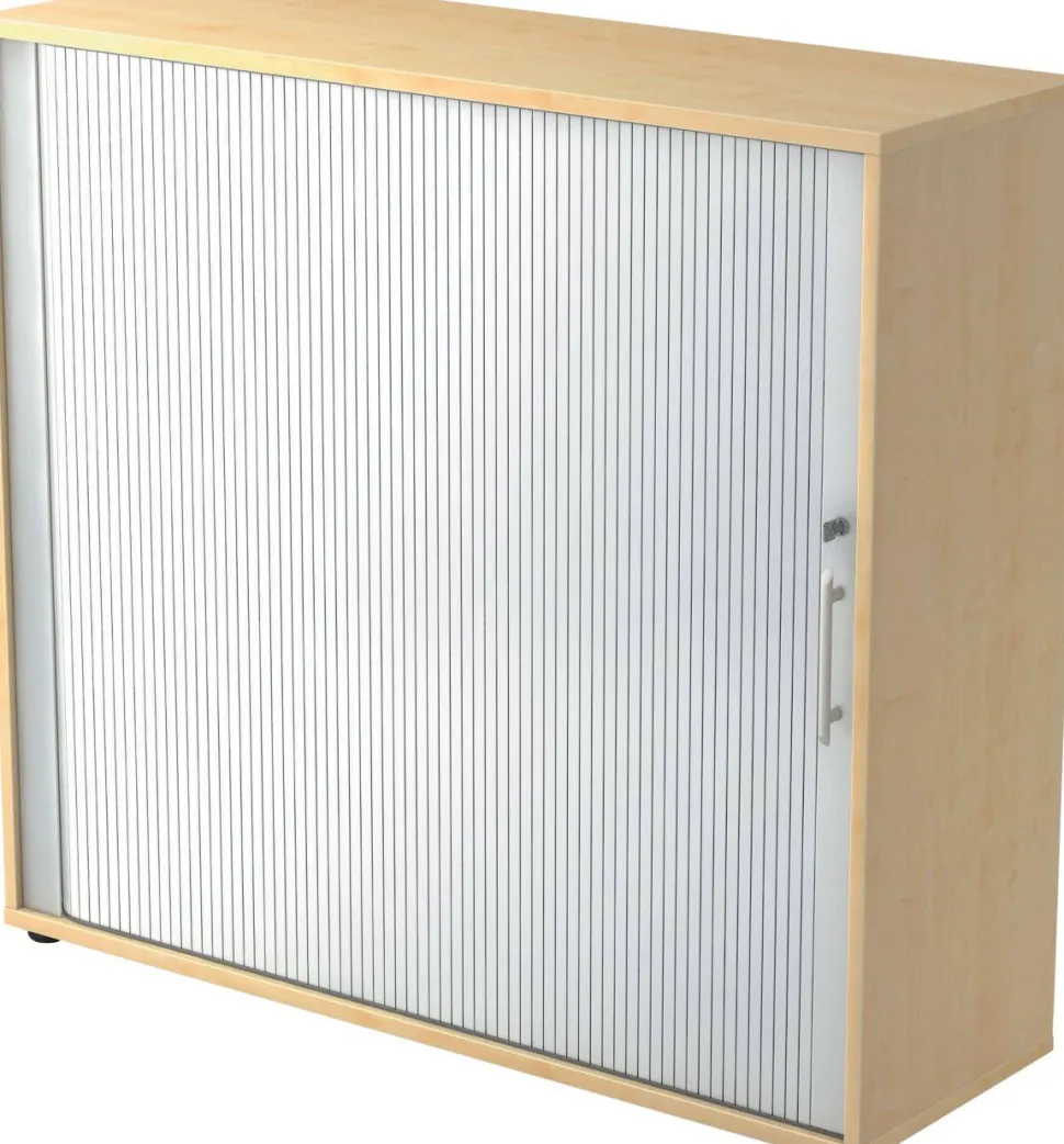 Hammerbacher Matrix Roldeurkast Gemelamineerde spaanplaat 2 Planken Afsluitbaar 1.200 x 400 x 1.100 mm Bruin, zilver