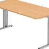 Hammerbacher Matrix VOS Hoogteverstelbaar Bureau Rechthoekig Beuken C-Voet 1.600 (B) x 800 (D) x 850 (H) mm Spaanplaat, Staal