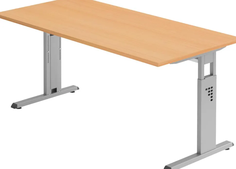 Hammerbacher Matrix VOS Hoogteverstelbaar Bureau Rechthoekig Beuken C-Voet 1.600 (B) x 800 (D) x 850 (H) mm Spaanplaat, Staal