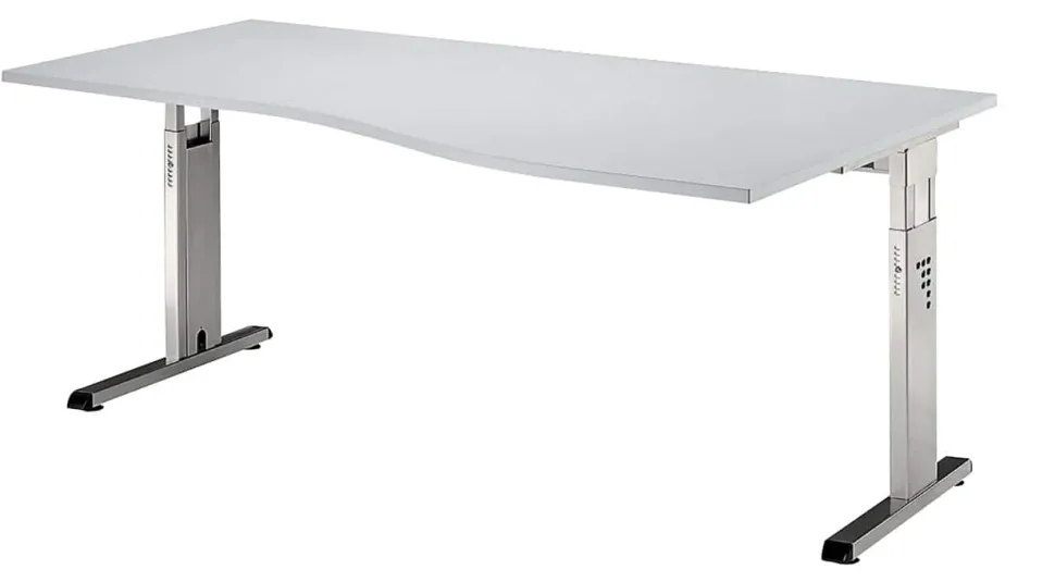 Hammerbacher Matrix VOS Hoogteverstelbaar Bureau Vrije vorm Grijs C-Voet 1,800 (B) x 1,000 (D) x 850 (H) mm Spaanplaat, Staal