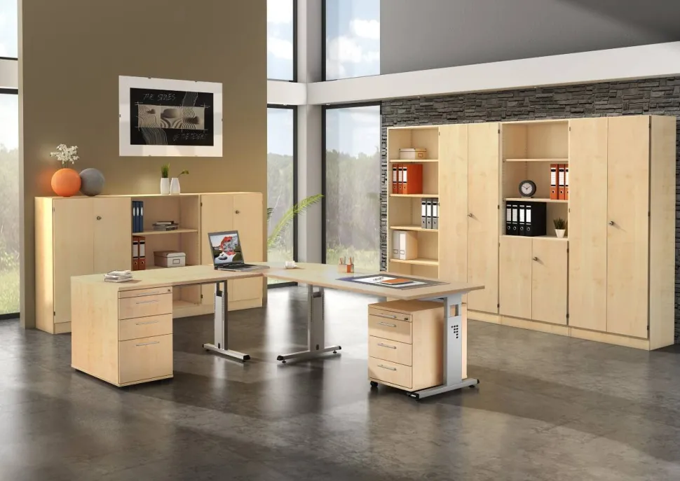 Hammerbacher Matrix VOS Hoogteverstelbaar Bureau Rechthoekig Ahorn C-Voet 1,200 (B) x 800 (D) x 850 (H) mm Spaanplaat, Staal