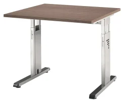 Hammerbacher Matrix VOS Hoogteverstelbaar Bureau Vierkant Walnoot C-Voet 800 (B) x 800 (D) x 850 (H) mm Spaanplaat, Staal