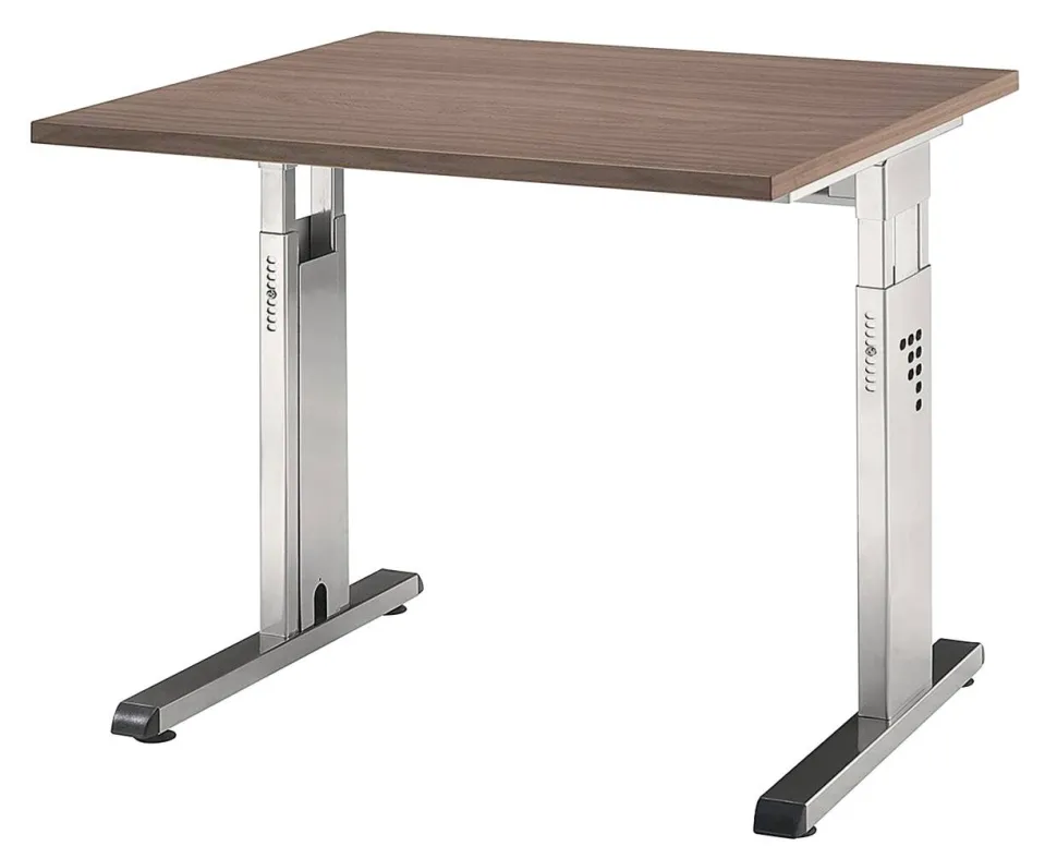 Hammerbacher Matrix VOS Hoogteverstelbaar Bureau Vierkant Walnoot C-Voet 800 (B) x 800 (D) x 850 (H) mm Spaanplaat, Staal