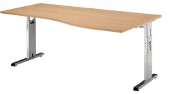 Hammerbacher Matrix VOS Hoogteverstelbaar Bureau Niervormig Beuken C-Voet 1.800 (B) x 1.000 (D) x 850 (H) mm Spaanplaat, Staal