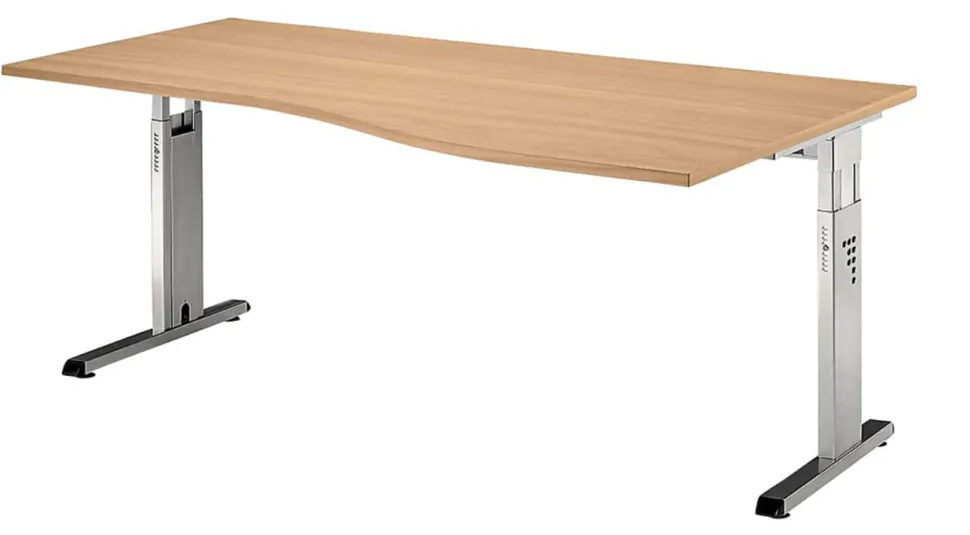Hammerbacher Matrix VOS Hoogteverstelbaar Bureau Niervormig Beuken C-Voet 1.800 (B) x 1.000 (D) x 850 (H) mm Spaanplaat, Staal