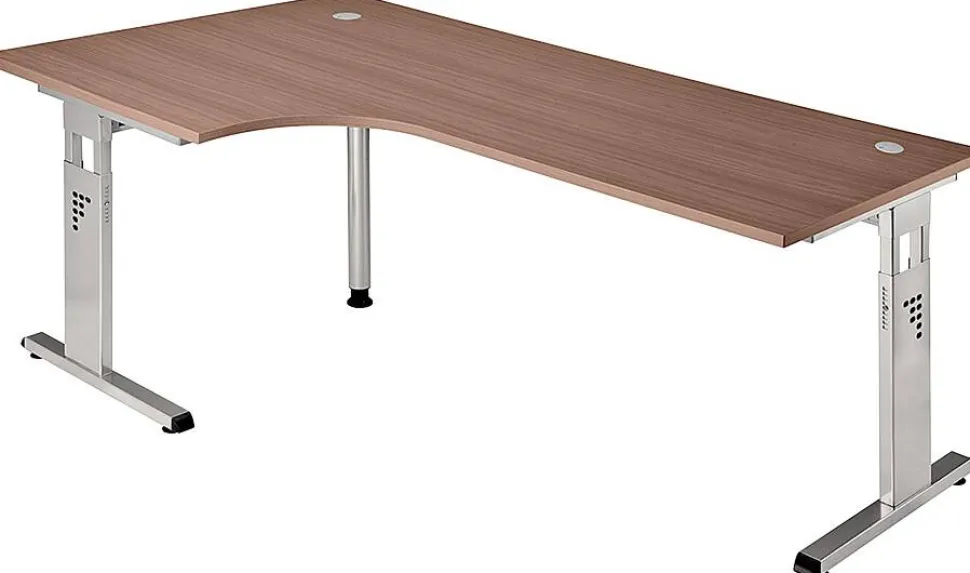 Hammerbacher Matrix VOS Hoogteverstelbaar Hoekbureau Walnoot C-Voet 2.000 (B) x 1.200 (D) x 850 (H) mm Spaanplaat, Staal