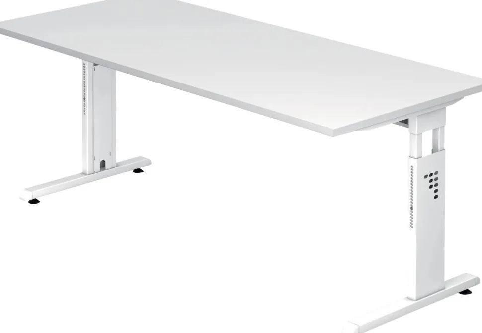 Hammerbacher O-Serie VOS Hoogteverstelbaar Bureau Rechthoekig Wit C-Voet 1,800 (B) x 800 (D) x 850 (H) mm Spaanplaat, Staal