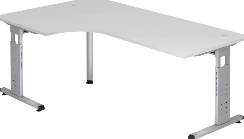 Hammerbacher O-Serie VOS Hoogteverstelbaar Hoekbureau Vrije vorm Wit C-Voet 2,000 (B) x 1,200 (D) x 850 (H) mm Spaanplaat, Staal