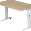 Hammerbacher O-Serie VOS Hoogteverstelbaar Bureau Rechthoekig Eiken C-Voet 1.200 (B) x 800 (D) x 850 (H) mm Spaanplaat, Staal