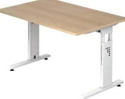 Hammerbacher O-Serie VOS Hoogteverstelbaar Bureau Rechthoekig Eiken C-Voet 1.200 (B) x 800 (D) x 850 (H) mm Spaanplaat, Staal