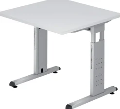 Hammerbacher O-Serie VOS Hoogteverstelbaar Bureau Rechthoekig Wit C-Voet 800 (B) x 800 (D) x 850 (H) mm Spaanplaat, Staal