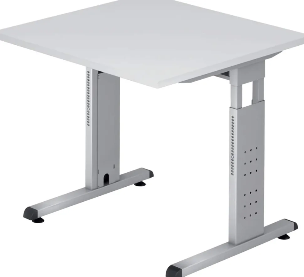 Hammerbacher O-Serie VOS Hoogteverstelbaar Bureau Rechthoekig Wit C-Voet 800 (B) x 800 (D) x 850 (H) mm Spaanplaat, Staal