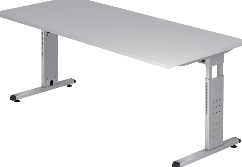 Hammerbacher O-Serie VOS Hoogteverstelbaar Bureau Rechthoekig Grijs C-Voet 1,800 (B) x 800 (D) x 850 (H) mm Spaanplaat, Staal