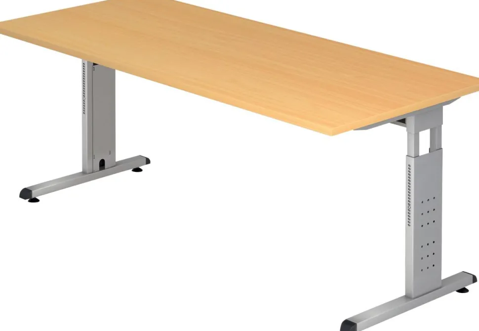 Hammerbacher O-Serie VOS Hoogteverstelbaar Bureau Rechthoekig Beuken C-Voet 1,800 (B) x 800 (D) x 850 (H) mm Spaanplaat, Staal