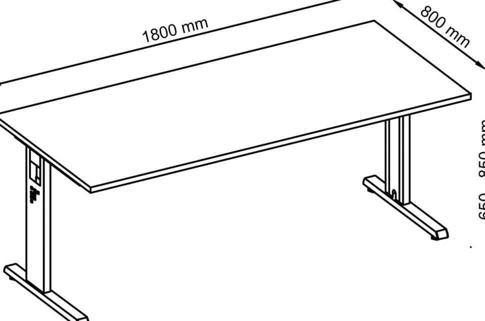 Hammerbacher O-Serie VOS Hoogteverstelbaar Bureau Rechthoekig Beuken C-Voet 1,800 (B) x 800 (D) x 850 (H) mm Spaanplaat, Staal