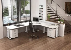 Hammerbacher O-Serie VOS Hoogteverstelbaar Bureau Rechthoekig Wit C-Voet 1.200 (B) x 800 (D) x 850 (H) mm Spaanplaat, Staal