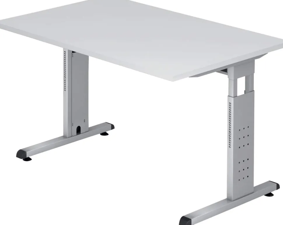 Hammerbacher O-Serie VOS Hoogteverstelbaar Bureau Rechthoekig Wit C-Voet 1.200 (B) x 800 (D) x 850 (H) mm Spaanplaat, Staal