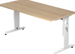 Hammerbacher O-Serie VOS Hoogteverstelbaar Bureau Rechthoekig Eiken C-Voet 1.600 (B) x 800 (D) x 850 (H) mm Spaanplaat, Staal