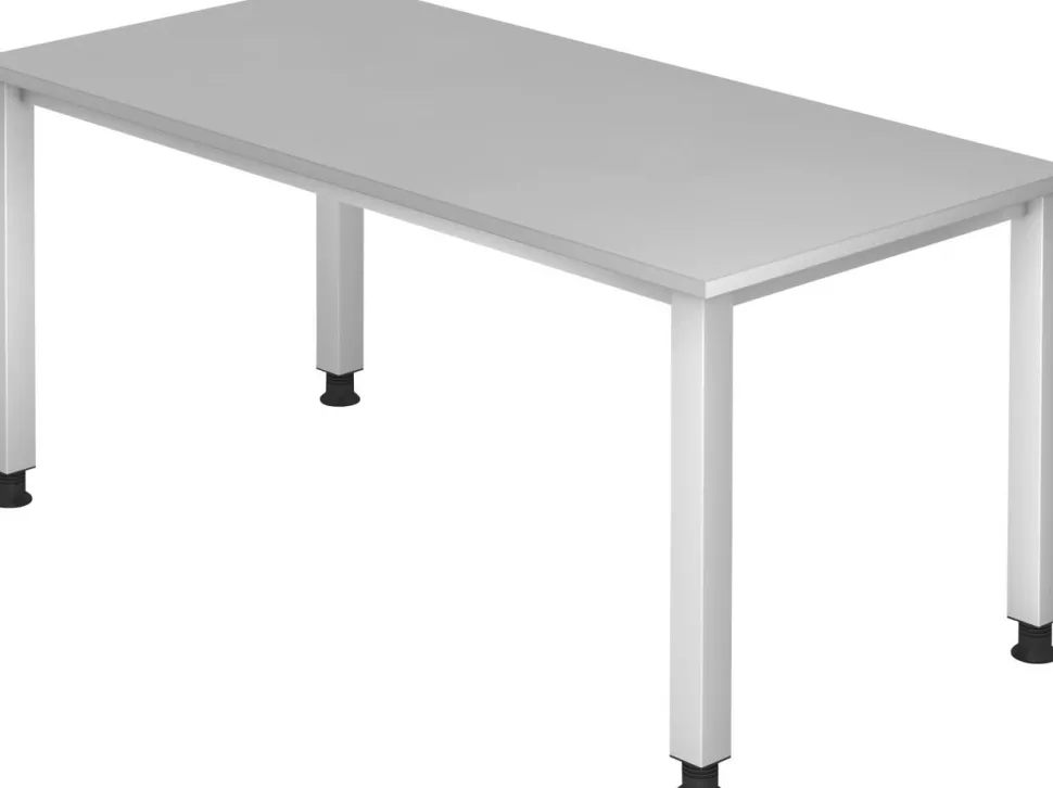 Hammerbacher Q Series VQS Hoogteverstelbaar Bureau Rechthoekig Grijs 4 metalen poten 1.600 (B) x 800 (D) x 810 (H) mm Spaanplaat, Staal